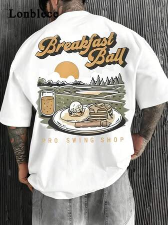 Lonblece Herren Landschafts-Muster Lässig T-Shirt, Markenware, geeignet für Frühling & Sommer