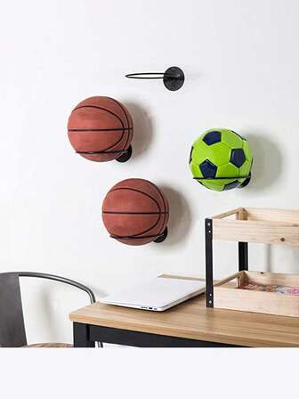 Vägghängda basketställ, smidesjärnsställ för basket och fotboll, multifunktionella bolldisplayställ.