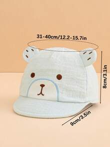1pc Infant Thin Soft-Brimmed Bear Ear Baseball Cap, Adorable Sunscreen Hat, Elastic & Comfortable Design Suitable For 0-3 Months Newborn Baby, Multi-Color Options - Multicolor - View 4