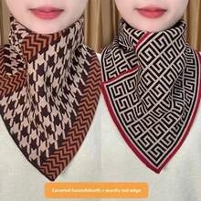Calentador de cuello a la moda para otoño e invierno, nuevo estilo, versión coreana, bufanda triangular versátil, cálida y elegante, protección para el cuello, 2023 - Pata de gallo de caramelo [doble engrosamiento] - Ver 8