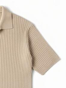 GRDR Men's Short Sleeve Polo Collar Sweater, Spring/Autumn - Apricot - View 4