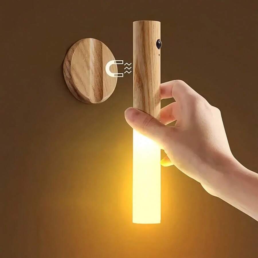 Lâmpada Bastão LED com Sensor de Movimento Recarregável Automática - Bege - Visão 1