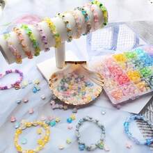 840pcs 24 Grids Multicolor Gradient Star Heart Beads Acrylic Loose Beads - Ideal For DIY Jewelry Making, Earrings ,Necklaces, Bracelets & Crafts - Multicolor - View 5