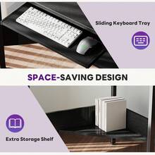 Sweetcrispy Conner Desk Home Office Computer Desk For Small Space With LED Lights Gaming Table With Storage Shelves Power Outlets Monitor Stand Keyboard Tray For Bedroom - View 6
