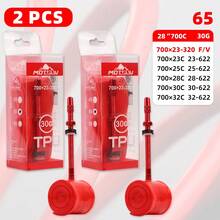 2pcs 700x23/25/28/30/32C Bicycle Tires With TPU Inner Tube, 45/65/85mm French Valve Lightweight Inner Tube - Red - View 8