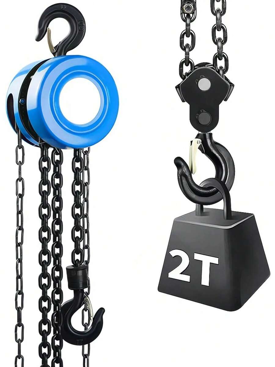 Polipasto De Cadena Triangular 2 Tonelada 3 Metros -Capacidad de Carga: 2toneladas -Peso reducido. Manejo Sencillo, liviano y Se-guro - Azul - Ver 1