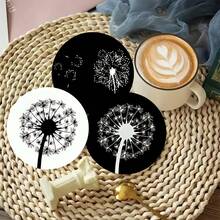 8pcs/Set Dandelion Wooden Coasters, Perfect For Spring/Summer, Suitable For Cups & Mugs, Tabletop Protection - Ideal For Home Decor, Office, Kitchen, Bar & Cafe, Creative Gift & Good Idea, Available In 1 Set Or 2-3 Sets - Black - View 4