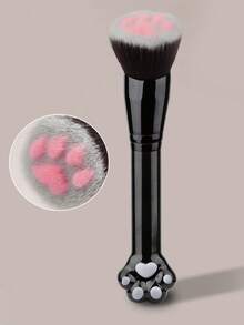 1pc Cat Paw Shaped Makeup Brush, Soft Bristles, Doesn't Absorb Powder Or Irritate Skin, Multi-Functional Makeup Tool For Foundation, Blush, Contour, Retractable Design, Cute Cat Shape
