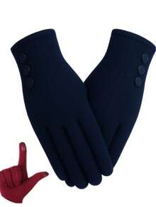 Stylish Soft Touch Unisex Thermal Cold Weather Gloves - Biru - View 1