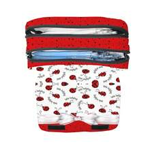 1个瓢虫图案翻盖铅笔盒，大容量双层设计，采用耐用涤纶面料，可水洗，适合学生使用，文具包 - 彩色 - 查看 8