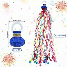 16 Pack Colorful Streamers Poppers Party Poppers Hand Throw Streamers for Birthday Wedding Graduation Engagement Retirement Party Supplies - por defecto - Ver 2