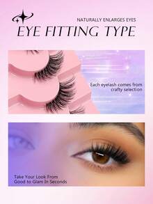 7对Asiteo自然猫眼假睫毛，精致轻盈，透明睫毛梗，新手友好，可重复使用，适合日常及特殊场合。 - 半眼睫毛 - 查看 2