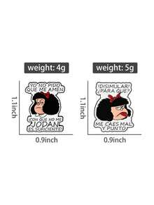 2 piezas Pines de esmalte con personajes de cómic, broches pequeños y lindos de niña, insignias de solapa, joyería de dibujos animados, regalo para amigos - Multicolor - Ver 10