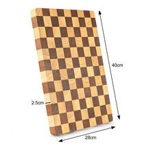 1pc Checkered Cutting Board – Made Of Durable Rubber Wood – Rectangular Vintage Design – Thickened For Heavy-Duty Use – Ideal For Chopping Vegetables And Home Kitchen Prep - Brown - View 3
