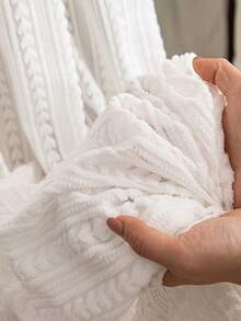 1 chiếc rèm cửa nửa thân tự dính không cần khoan, họa tiết trái tim, chất liệu jacquard, kiểu Pháp lãng mạn, dùng cho tủ, cửa ra vào, rèm che nắng cho nhà bếp, ban công, rèm chắn tia UV. - trắng - Xem 10