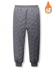 男士时尚百搭加厚冬季长裤，条纹休闲裤。送给丈夫或男友的绝佳礼物。 - 灰色 - 查看 6