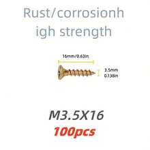 100pcs Of High Strength Carbon Steel Galvanize Self Tapping Screws, Wood Screws, M3.5 Flat Head Drilling Screws, Suitable For Fiberboard & Wood - Matte Industrial Hardware - Bronze - View 11
