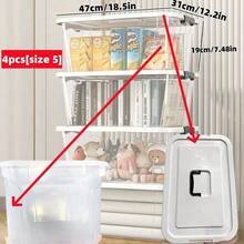 4个透明塑料收纳盒，带盖 | 5种尺寸可堆叠收纳盒，适用于衣柜、厨房、办公室、玩具和浴室 | 耐用透明收纳箱，适用于家庭、车库和食品储藏室 - 透明 - 查看 14