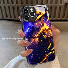 Estuche para teléfono con diseño de personaje de sombrero llameante Compatible con estuches para teléfonos   17  16 Pro Max  15 Pro Max  13 y  12 Material de vidrio de alta definición Protección contra golpes y caídas Un gran regalo para familiares, amigos, seres queridos, novios/novias y para Navidad - Negro - Ver 4