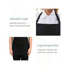 1-Piece Classic Black Multi-Function Apron | Adjustable, Large 3-Pocket, Unisex | Ideal For Kitchen, Restaurant, Cooking, Grilling & Food Service | Chef & Server Aprons For Wholesale - Black - View 5