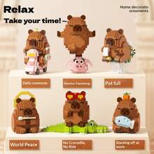 400+Pcs Capybara Hamster Building Blocks Set, Adult Puzzle Toy, Desktop Decor, Compatible With Holiday & Birthday Gifts - Multicolor - View 7