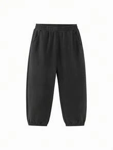 mini bala Kids Pants Spring 2026, Soft Stretchy Casual Elastic Cuff Pants For School - Black - View 4