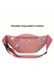时尚女士尼龙腰包，配有可调节肩带 - 休闲多功能腰包，设有多个拉链隔层，经久耐用，适合户外活动、运动和日常使用，安全旅行收纳袋 | 趣味印花腰包 | 材质：尼龙，小巧斜挎包