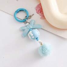 1pc Bow Tie Big Ear Plush Keychain, DIY Candy Color Beads & Pom Pom Phone Lanyard, With Cute Pendant, Minimalist Bag Accessory - Furry Balls + M & M's - View 11