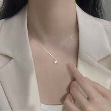 S925 Silver Water Drop Necklace Women's Summer Light Luxury Niche Design Geometric Clavicle Chain Titanium Steel - A Sparkling Diamond Teardrop Necklace - View 6