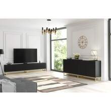Creative Furniture Ripple Sideboard 100cm - Modern Fluted Design With Push To Open Doors - Black - View 7
