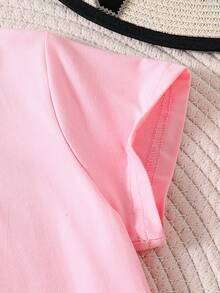 Young Girls Cartoon Girl Print Short Sleeve T-Shirt - Pink - View 5