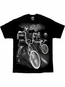 Men David Gonzales DGA T-Shirt Gangster Lowrider Motorcycle Print Cotton Crew Neck Short Sleeve Ideal Gift For Dad Husband Grandpa ?? Men Size S-3XL - Black - View 1