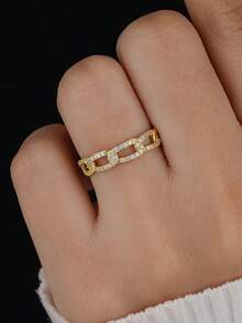 1 pieza Anillo de plata de ley 925 con circonita micro-incrustada, clásico y elegante, exquisito y único, perfecto para que las damas asistan a fiestas y bailes, también un regalo de aniversario ideal para la novia