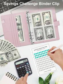 100-Day Envelope Savings Challenge Savings Plan/Planner/Budget Book, Includes 100 Pocket Loose-Leaf Inserts, Cash Budget PU Notebook Set, Back To School Essential, Thanksgiving, Christmas, Birthday, Halloween Gift Idea, Suitable For Back To School Decor, School Supplies, Savings Plan, Bi-Weekly Savings, $10,000 Savings Plan, And 2026-2027 Savings Strategy Planning - Multicolor - View 4