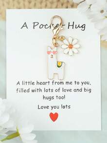 1pc/2pcs Cute Daisy & Pony Keychain Set, Includes Metal Animal Hugging Pocket Charm, Ideal Gift For Family, Friends, Thanksgiving, Birthday, Gag Gifts, Back To School - Multicolor - View 8