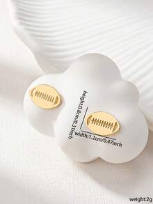 1 Pair Game Day Football Rugby Minimal Metal Stud Earring For Women - Rugby Earrings - View 3