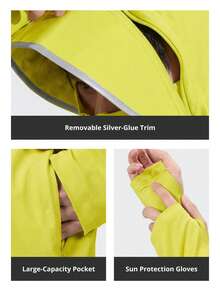 CAMEL CROWN Chaqueta protectora solar para hombres, resistente a los rayos UV, de tela ligera y transpirable, adecuada para el verano - Amarillo - Ver 5