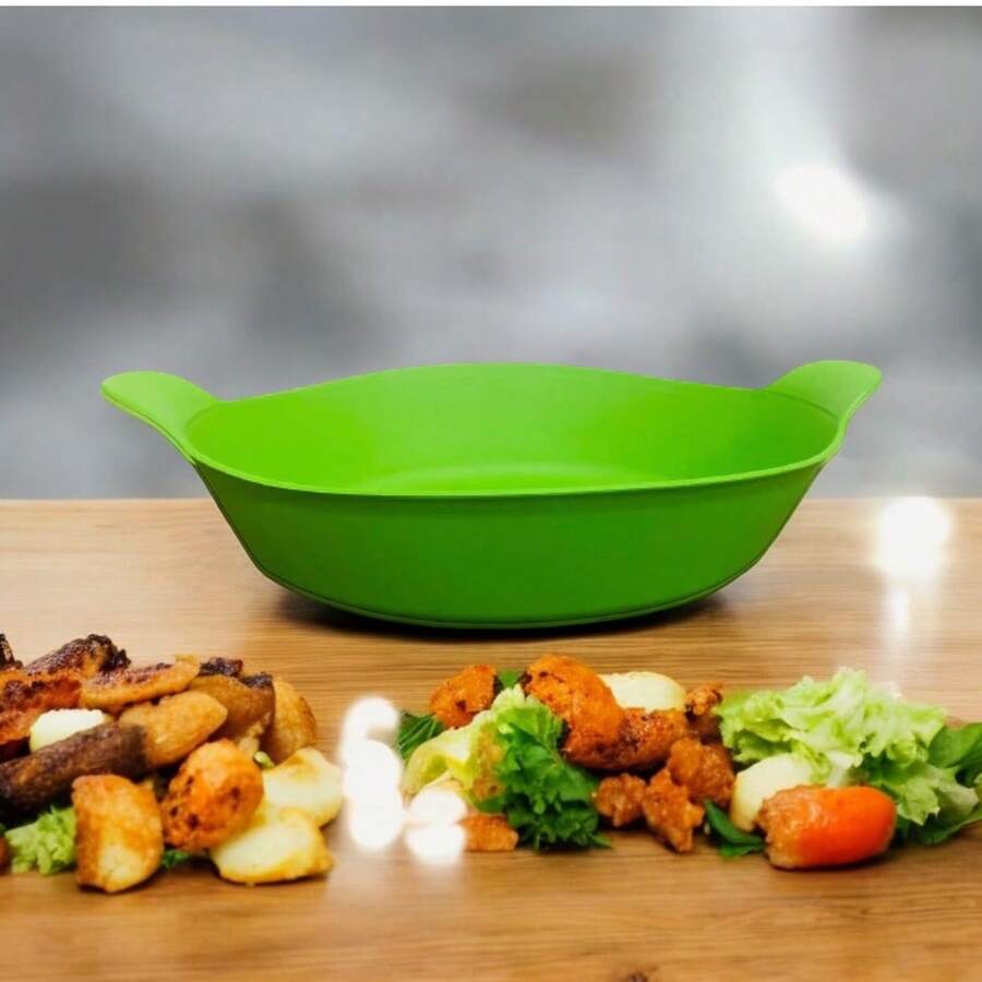 Set Of 10 Matte Plastic Boat-Shaped Appetizer Dishes (600ml) For Snack Bars And Restaurants - Green - View 1