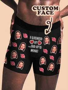 1pc Custom Valentine's Day Boxers For Men, Personalized Men's Underwear, Custom Boxer Briefs, Personalized Boxers For Husband, Custom Funny Faces Boxers Briefs, Valentine Gift, Anniversary Gift, Birthday Gift, Wedding Gift, Best Friend Gift, Gift For Boyfriend, Gift For Husband, Gift For Him - 彩色 - 查看 3