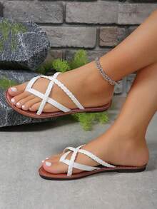 Women's Summer Sandals, Wide Version Ladies Sandals, White/Black/Brown Ladies Summer Sandals, Beach Slides, Ladies Summer Sandals, Ladies Slippers, Wide Fit Ladies Sandals - White - View 5