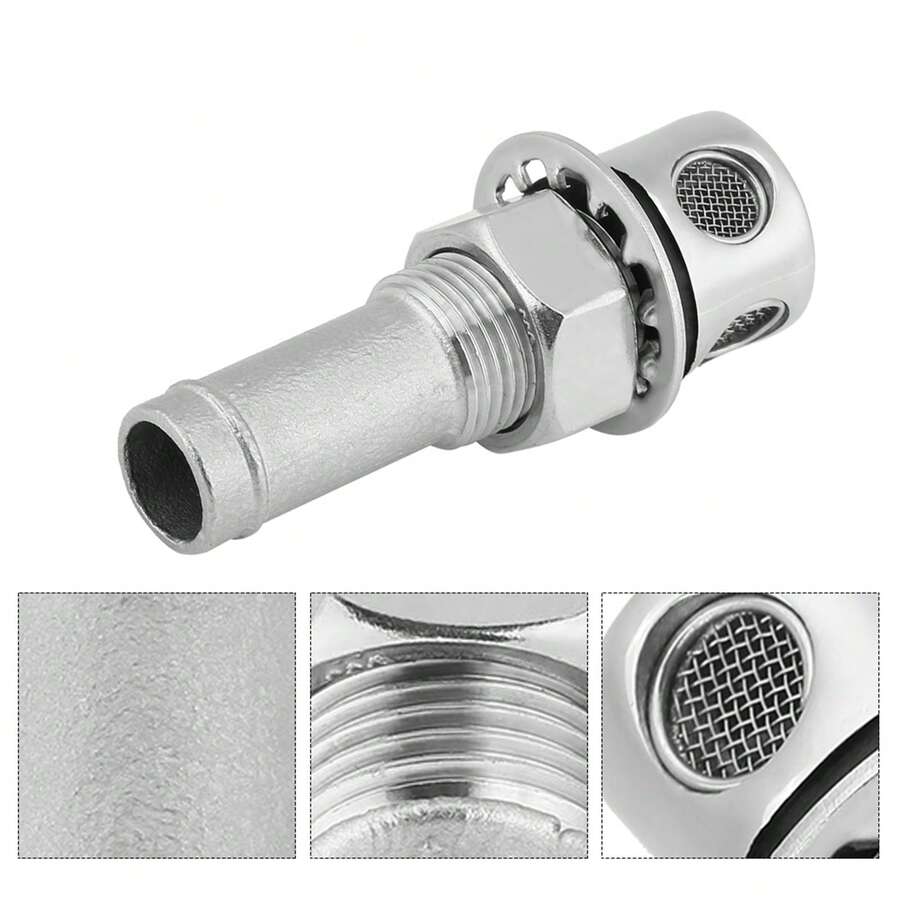 Stainless Steel Marine Boat Straight Fuel Gas Tank Vent With Mounting Gasket Hardware Fitting | Boat Maintenance Must-Have - Practical Gift For Boat Owners On Father's Day Or Birthday - Multicolor - View 1
