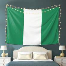 Inspirational Tapestry With Nigerian Flag, Fashionable Lightweight Durable Polyester Wall Decor, Peach Light Beige Tapestry - Multifunctional Bedroom And Living Room Artwork, Soft On Touch, Suitable For Indoor And Outdoor Decoration - 彩色 - 查看 2