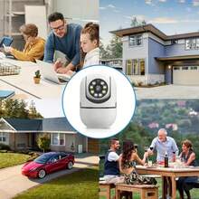 1080P高清WiFi安防摄像头，室内/室外家用监控摄像头，双向语音，夜视，移动侦测，云台/变焦，实时视频流，USB供电，多画面显示，室内安防摄像头【现代时尚设计，白色】 - 白色 - 查看 8