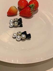 1pc/2pcs Retro French Fashion Faux Pearl Hair Clips, Bangs Clips, Elegant Rhinestone Crocodile Hair Clips, Women Hair Accessories, Party Gift, Hair Clips, Hair Pins, School Supplies. Valentine's Day Gift. - Multicolor - View 6