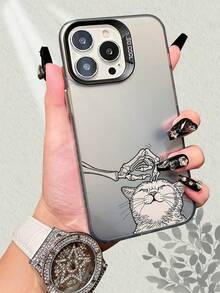 Scratch-Resistant Clear Durable Cover Fun Cartoon Design For IPhone 16/15/14/13/12/11/X/XS/8/7 Plus/Pro/Pro Max Series Protective Phone Case - 黑色 - 查看 5