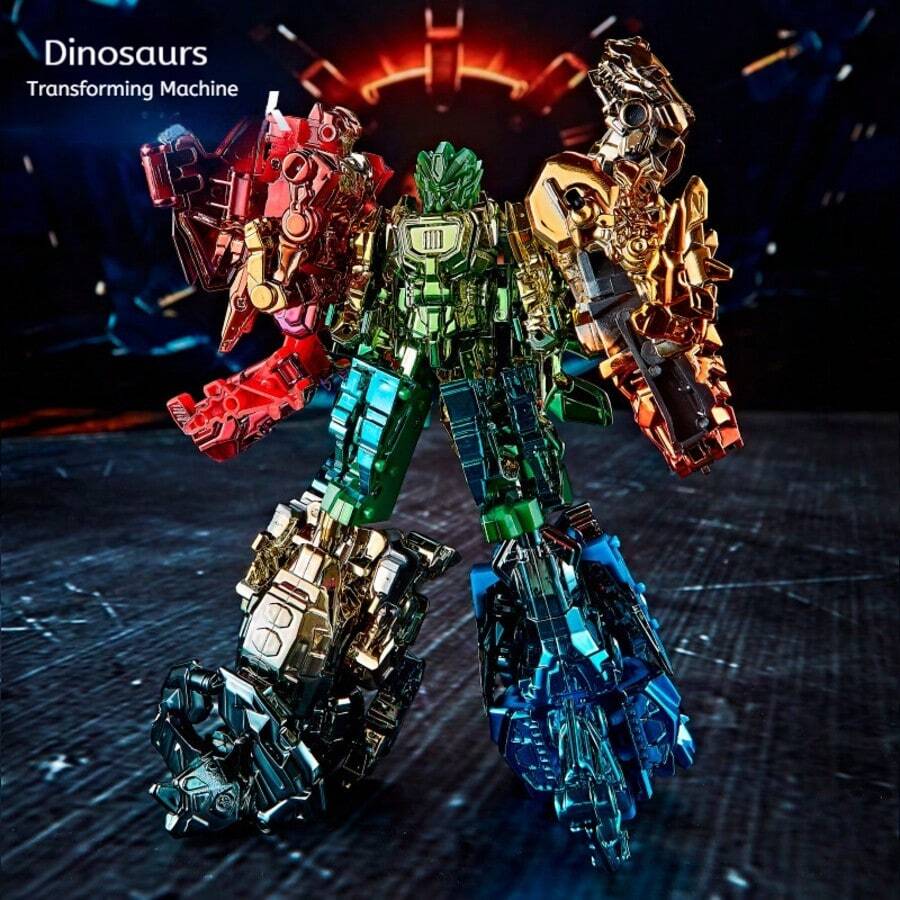 5-In-1 Dinosaur Alloy Robot Model | Tyrannosaurus Rex Transformable Mecha, Handmade Assembly, Movable Display Decoration, Technological Creative Gift, Birthday Gift For Boys, New Year Gift - Multicolor - View 1