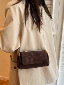Sac à bandoulière polyvalent pour femme, sac à chaîne , sac à main de style minimaliste - Café - Voir 7
