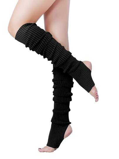 1 Pair Women's White Over-The-Knee Leg Warmers, Suitable For 80s Parties, Ballet, Yoga And Other Occasions. Neon Ribbed Leg Warmers For Teens, Suitable For 80s Parties, Sports, Yoga And Other Occasions.