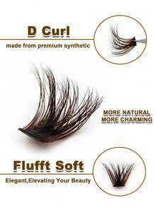 Rikuaild 150片D型卷翘蓬松棕色120D簇状假睫毛，浓密柔软，打造自然或浓密妆效，必备美妆工具 - D - 查看 4