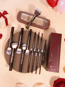 MAANGE 15/49pcs Makeup Tools Kit Christmas Gift Package Incluing Cosmetic Brush Set & Makeup Sponge & Eyelash Curler & Tweezers & False Eyelash Set & Hair Tie Set & Makeup Brush Cleaner Bowl & Storage Bag & Makeup Remover Wipe & Storage Box Good Christmas Gifts For Girls At Home Or On-The-Go Travel Makeup Brush Set - Multicolor - View 7